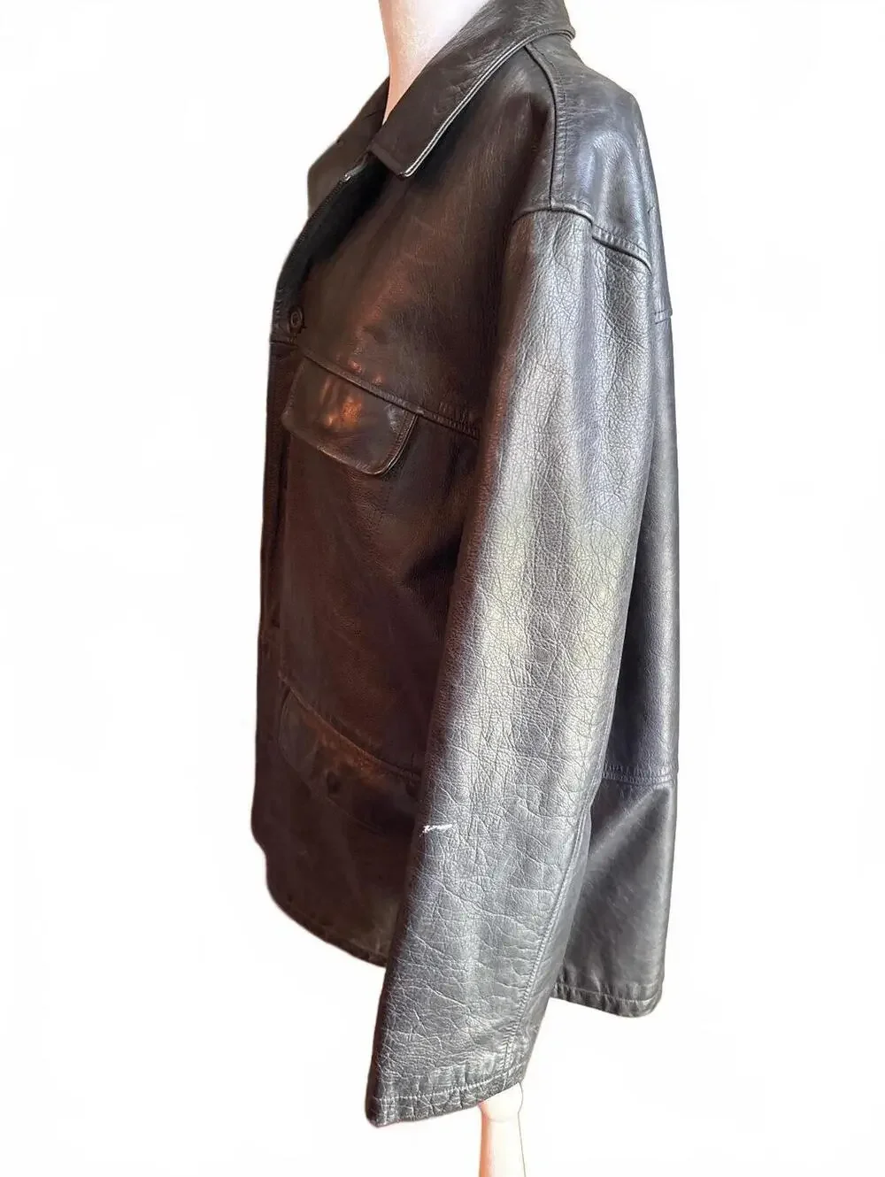 Vintage J. Crew Men’s Leather Car Coat L